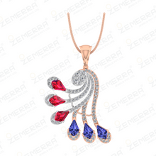 14K Gold Diamond Flowing Curve Drop Pendant Set Sarafa Bazar India