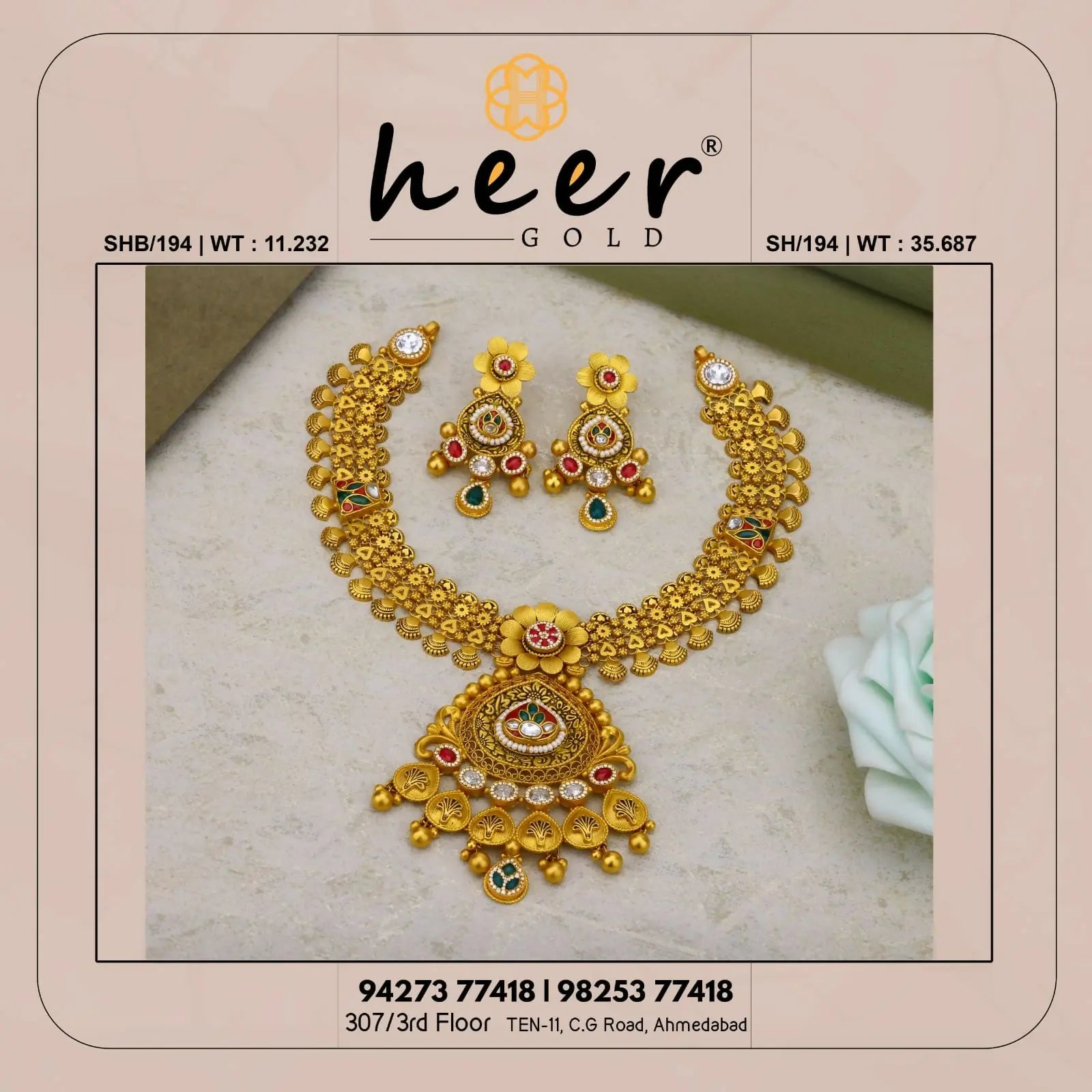 Kundan Antique Necklace Sarafa Bazar India