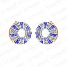 Modern Diamond Blue Stone Coin Drop Pendant in 14K Gold Sarafa Bazar India