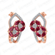 14K Gold Diamond Bali Earring With Ruby Marquise Stone Sarafa Bazar India