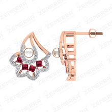 Trendy 14K Rose Gold Diamond Floral Cluster Pendant Sarafa Bazar India