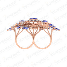 Dazzling Diamond Floral Ring With Amethyst Stone in 14K Gold Sarafa Bazar India