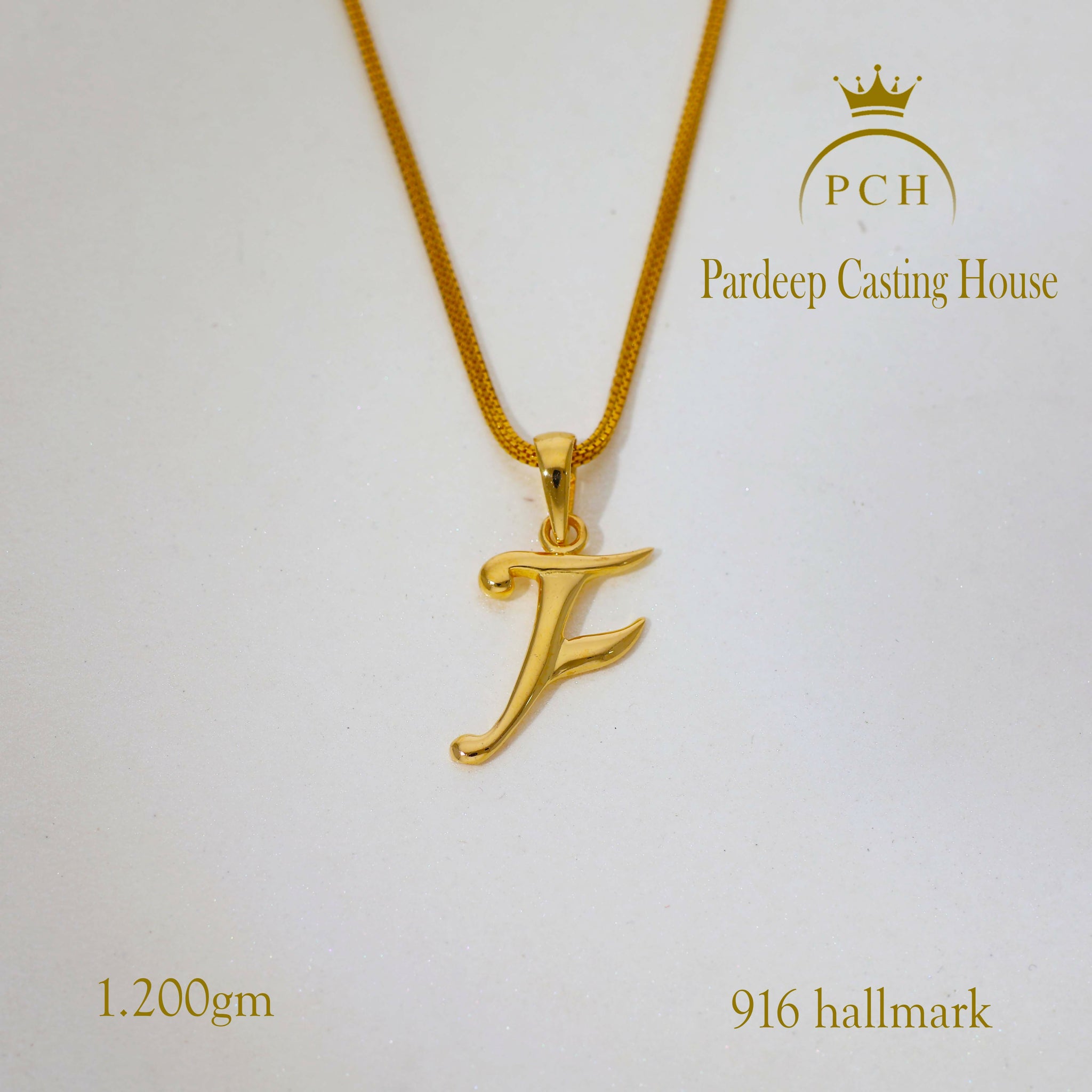 The Alphabet F Plain Yellow Gold Pendant Sarafa Bazar India