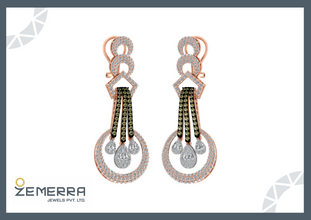 Delicate 14K Rose Gold Diamond Dangle Earrings For Women Sarafa Bazar India