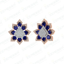 14K Rose Gold Diamond Pendant Set With Blue Stone Sarafa Bazar India
