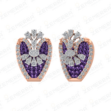 14K Gold Diamond Flower Cluster Pendant Set with Ruby Stone Sarafa Bazar India