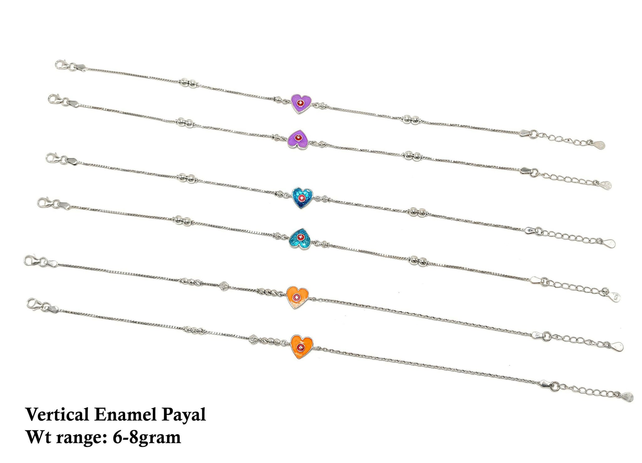 925 Silver Vertical Enamel Payal Sarafa Bazar India