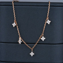 Rose Gold Flower Cluster Diamond Necklace Sarafa Bazar India