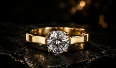Round Cut Lab Grown Diamond Women's Ring 9Kt Yellow Gold LR-7 Sarafa Bazar India
