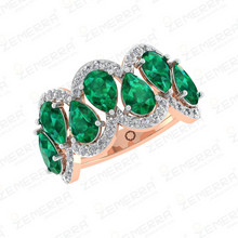 Sparking Diamond Pears Cut Band Ring in 14K Gold Sarafa Bazar India