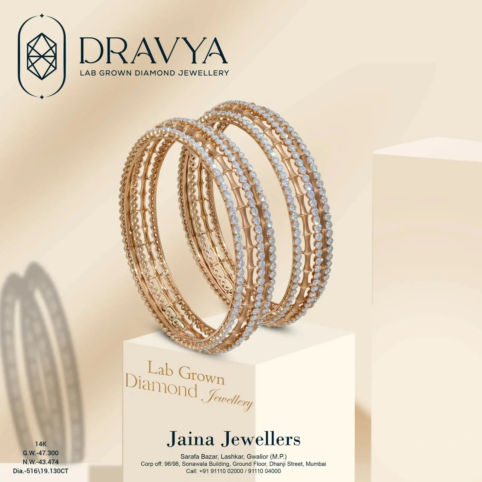 Lab Grown Diamond Bangles Sarafa Bazar India