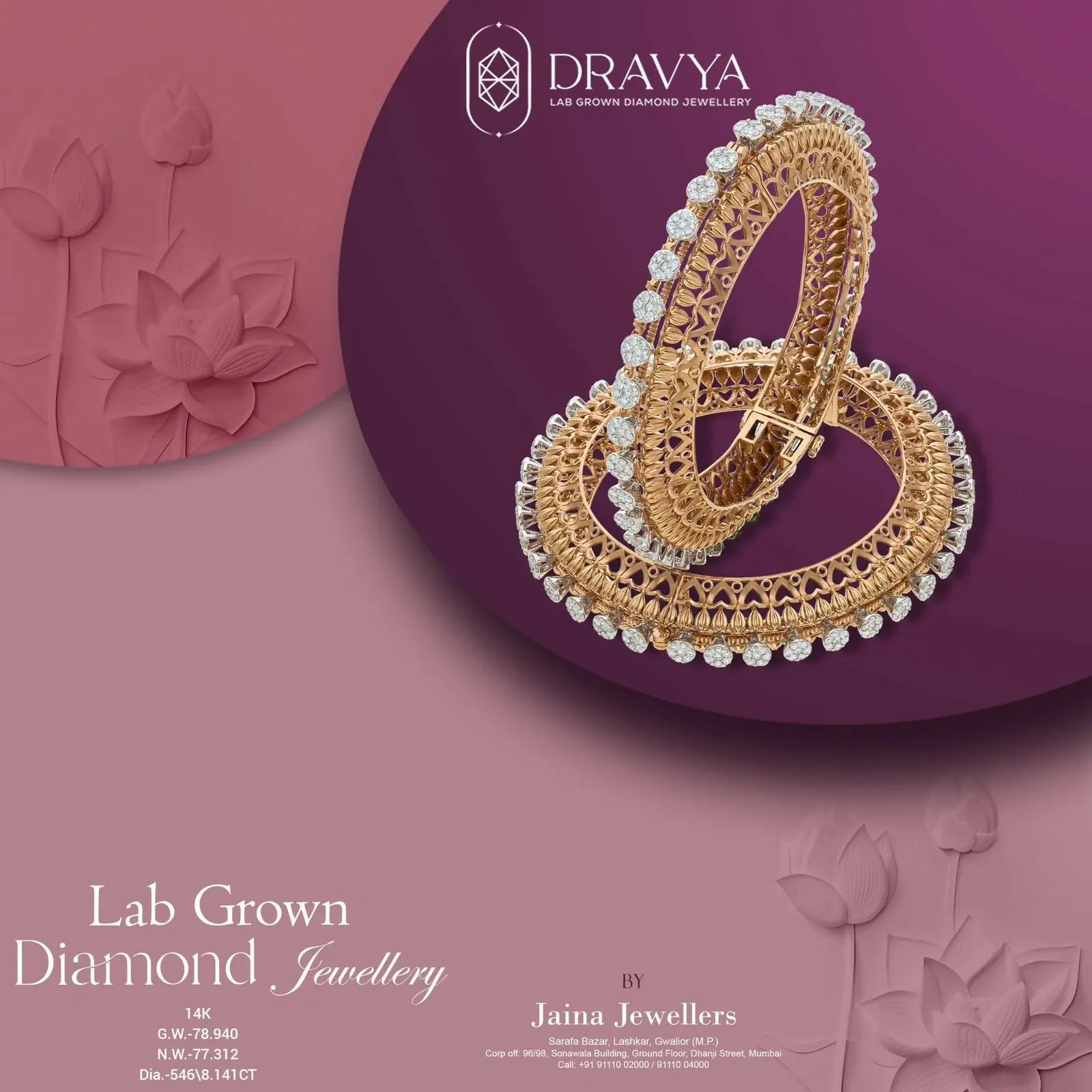 Lab Grown Diamond Bangles Sarafa Bazar India