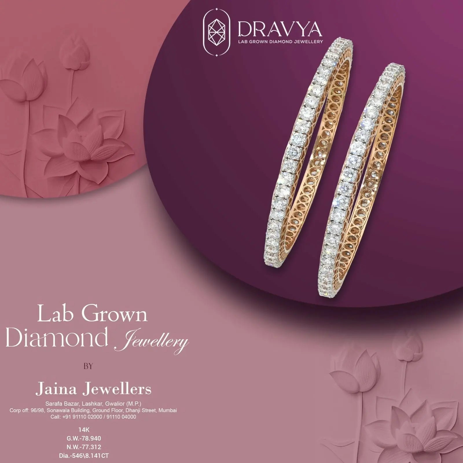 Lab Grown Diamond Bangles Sarafa Bazar India