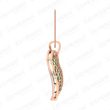 Lavish 14K Gold Diamond Green Stone Heart Shape Pendant Set Sarafa Bazar India