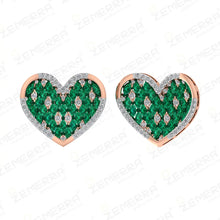 Lavish 14K Gold Diamond Green Stone Heart Shape Pendant Set Sarafa Bazar India