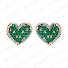 Lavish 14K Gold Diamond Green Stone Heart Shape Pendant Set Sarafa Bazar India