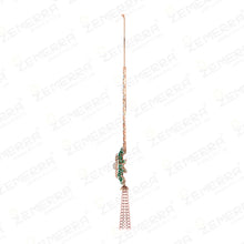 Lavish 14K Gold Diamond Green Stone Necklace Set With Pearls Sarafa Bazar India