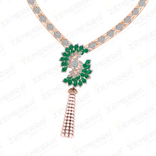 Lavish 14K Gold Diamond Green Stone Necklace Set With Pearls Sarafa Bazar India