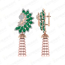 Lavish 14K Gold Diamond Green Stone Necklace Set With Pearls Sarafa Bazar India