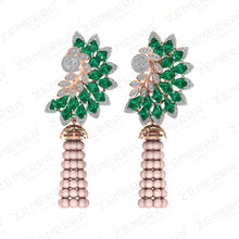 Lavish 14K Gold Diamond Green Stone Necklace Set With Pearls Sarafa Bazar India