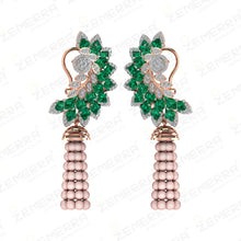 Lavish 14K Gold Diamond Green Stone Necklace Set With Pearls Sarafa Bazar India