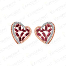 Lavish 14K Gold Diamond Heart Shaped Stud Earring Sarafa Bazar India