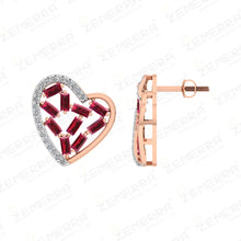 Lavish 14K Gold Diamond Heart Shaped Stud Earring Sarafa Bazar India
