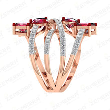 Lavish 14K Gold Diamond Multi Layered Spiral Ring Design Sarafa Bazar India