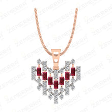 Lavish 14K Gold Diamond Ruby Stone Heart Shape Pendant Set Sarafa Bazar India