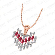 Lavish 14K Gold Diamond Ruby Stone Heart Shape Pendant Set Sarafa Bazar India