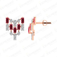Lavish 14K Gold Diamond Ruby Stone Heart Shape Pendant Set Sarafa Bazar India