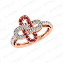 Lavish 14K Gold Interlocking Link Diamond Ruby Ring Sarafa Bazar India