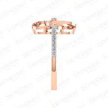 Lavish 14K Gold Interlocking Link Diamond Ruby Ring Sarafa Bazar India