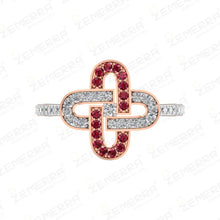 Lavish 14K Gold Interlocking Link Diamond Ruby Ring Sarafa Bazar India