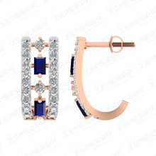 Lavish 14K Rose Gold Diamond Blue Buguette Cut Bali Design Sarafa Bazar India