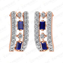 Lavish 14K Rose Gold Diamond Blue Buguette Cut Bali Design Sarafa Bazar India