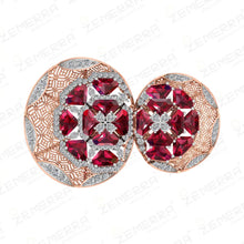 Lavish 14K Rose Gold Diamond Double Halo Cocktail Ring Sarafa Bazar India
