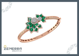 Lavish 14K Rose Gold Diamond Floral Bracelets Sarafa Bazar India
