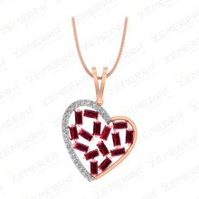 Lavish 14K Rose Gold Diamond Heart Shape Pendant set Sarafa Bazar India