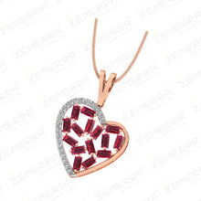 Lavish 14K Rose Gold Diamond Heart Shape Pendant set Sarafa Bazar India