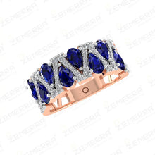Lavish 14K Rose Gold Diamond Pears Cut Band Ring Sarafa Bazar India