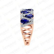Lavish 14K Rose Gold Diamond Pears Cut Band Ring Sarafa Bazar India