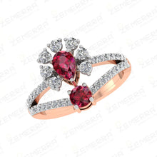 Lavish 14K Rose Gold Diamond Red Ruby Ring Sarafa Bazar India