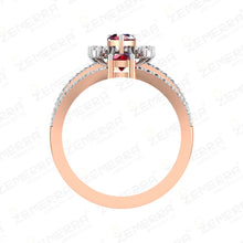 Lavish 14K Rose Gold Diamond Red Ruby Ring Sarafa Bazar India