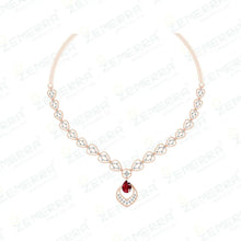Lavish 14K Rose Gold Diamond Ruby Stone Necklace Set Sarafa Bazar India