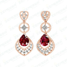 Lavish 14K Rose Gold Diamond Ruby Stone Necklace Set Sarafa Bazar India