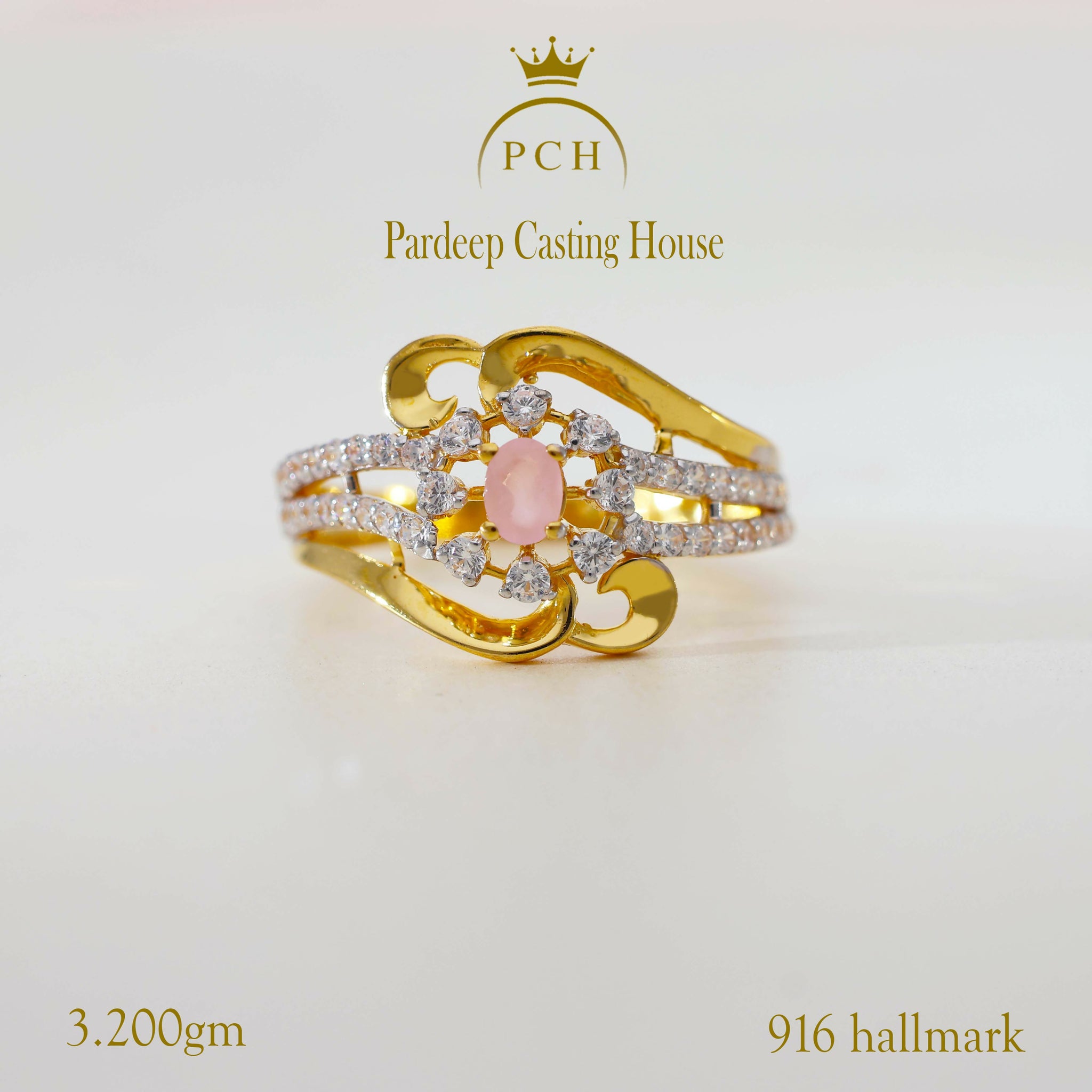 (1) Pink Opal Ladies Stone Ring Sarafa Bazar India