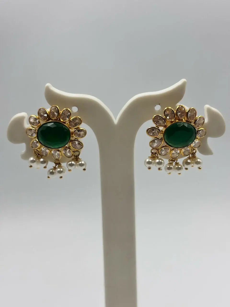 Light Weight CZ Polki Earrings Sarafa Bazar India