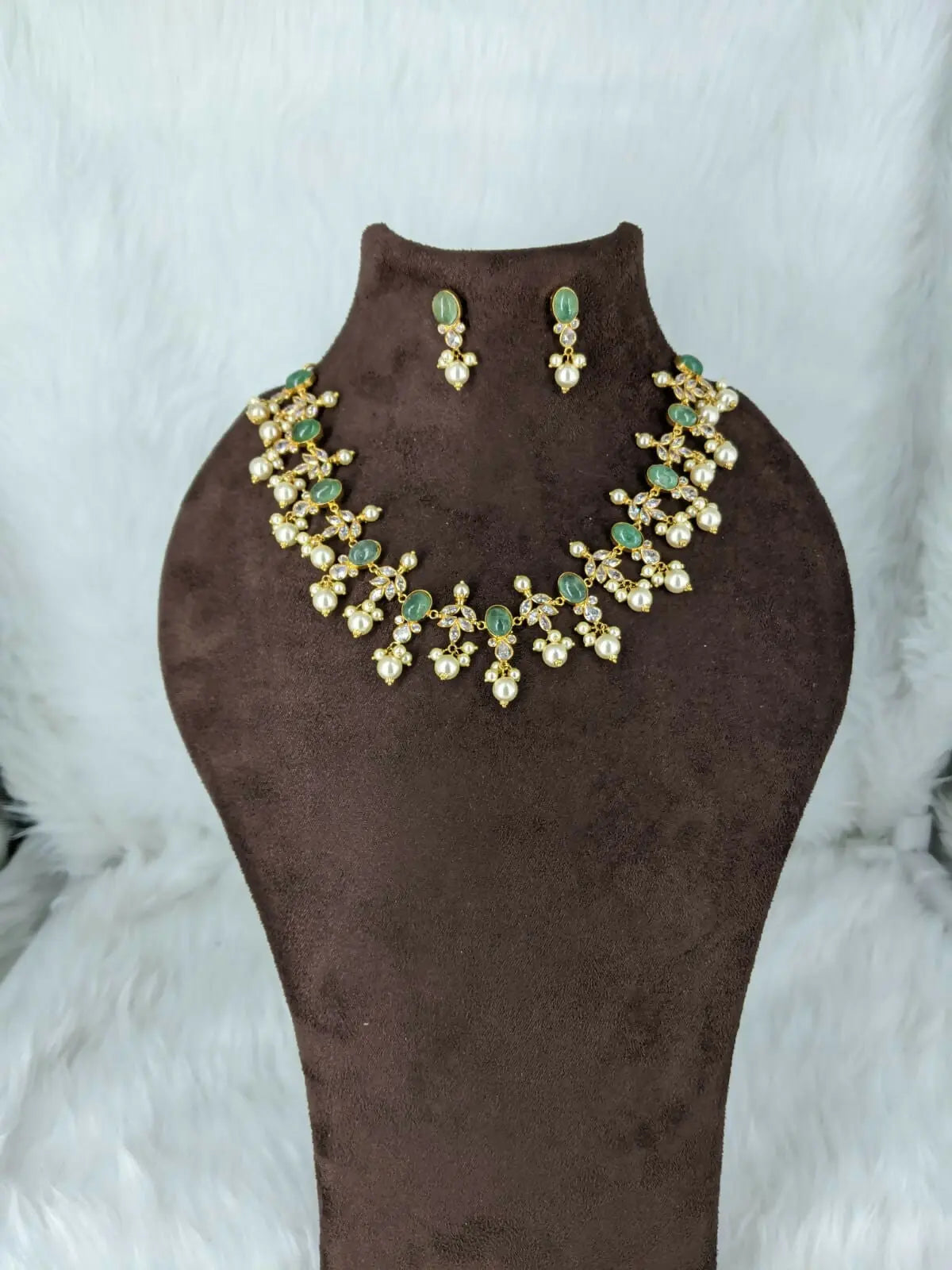 Light Weight CZ Polki Necklace Sarafa Bazar India