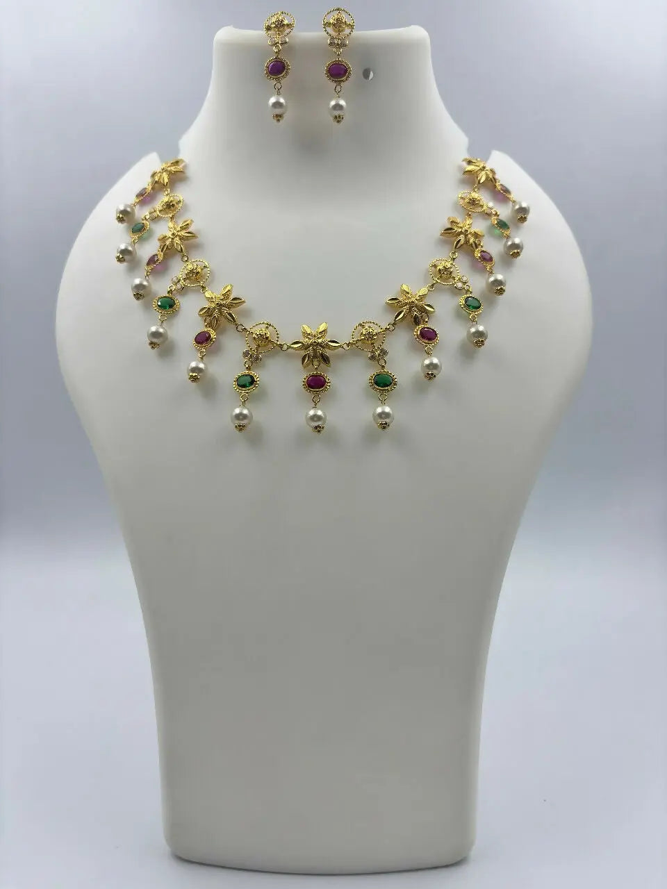 Light Weight CZ Polki Necklace Sarafa Bazar India